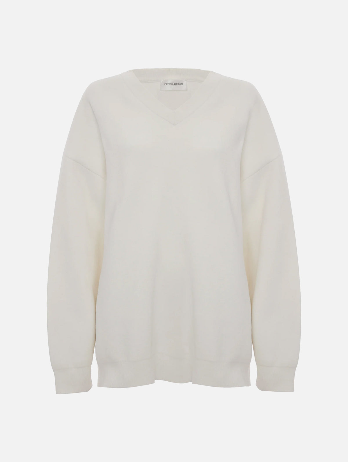 Relaxed Fit V-Neck Jumper in White