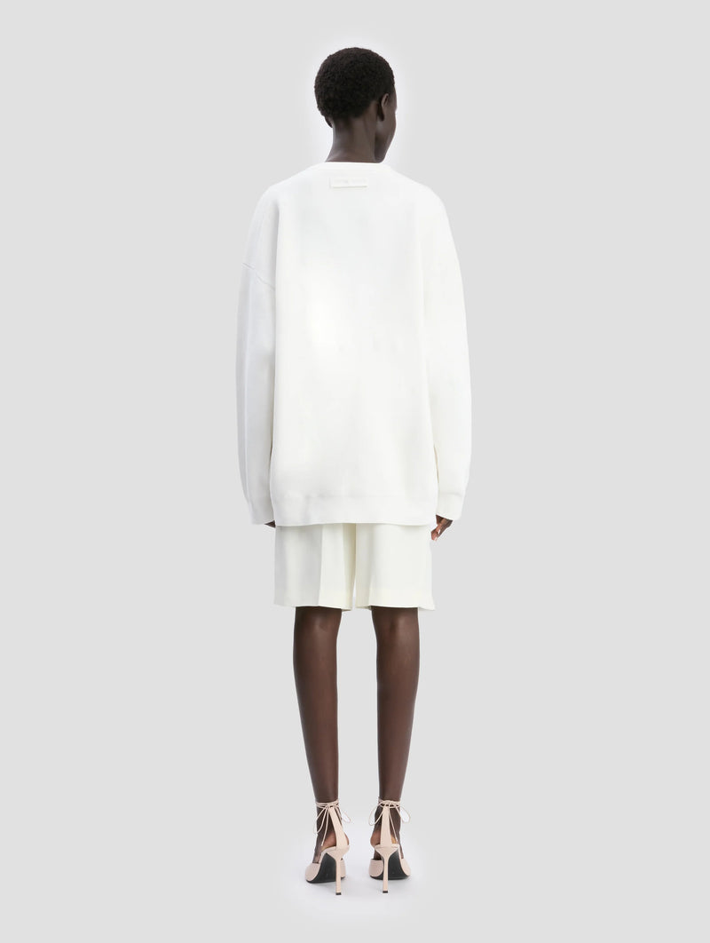 Relaxed Fit V-Neck Jumper in White