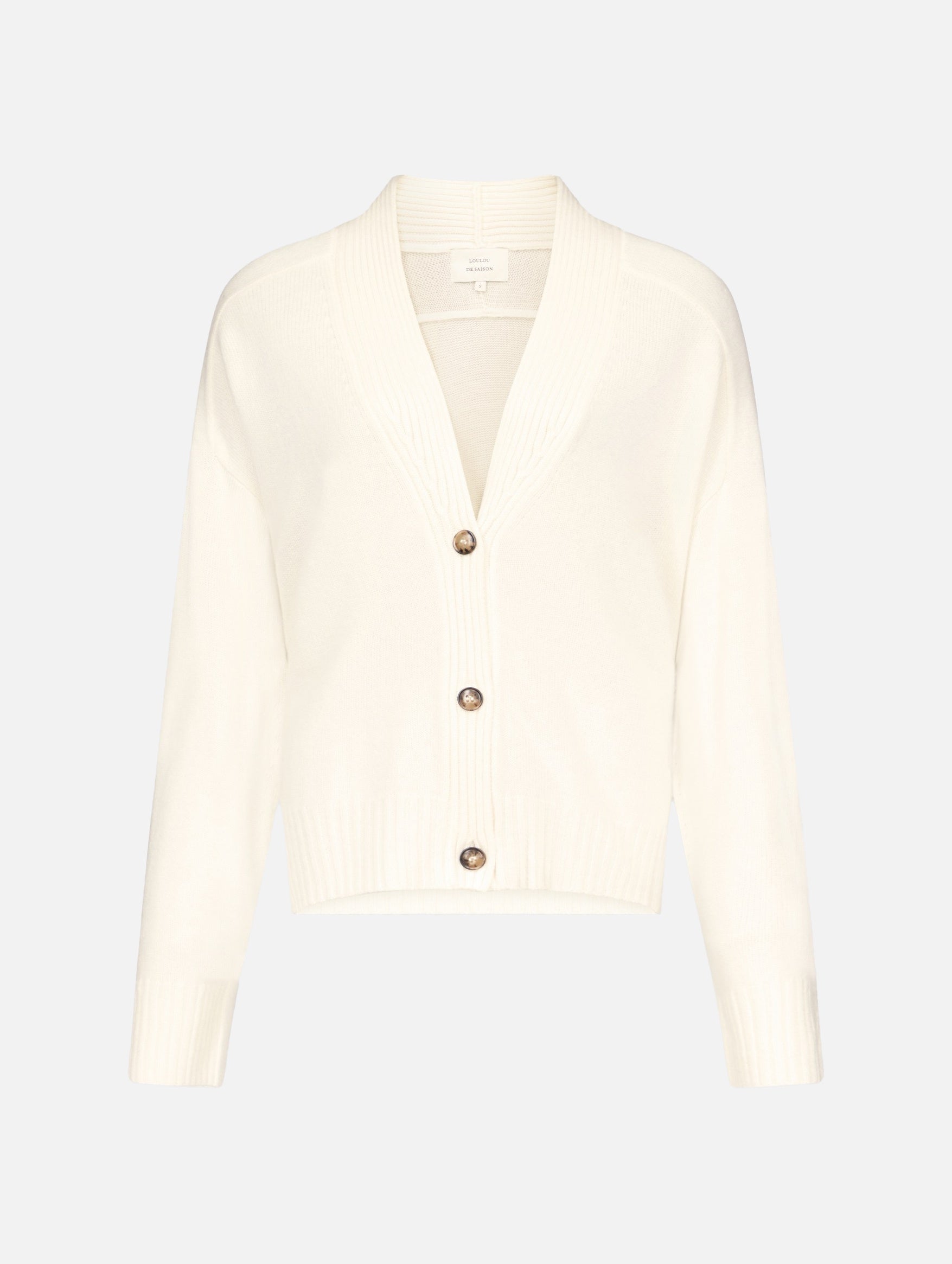Kaia Cashmere V Neck Cardigan in Ivory