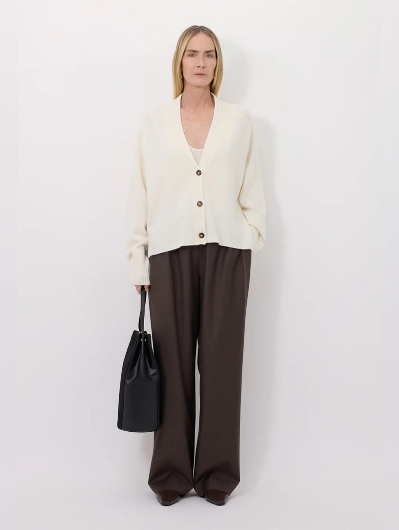 Kaia Cashmere V Neck Cardigan in Ivory