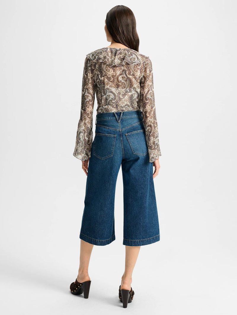 Kyrie Silk Top in Dove Paisley