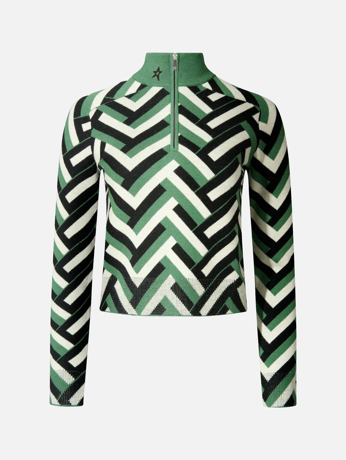 LA Tour Merino Wool Sweater in Green Waffle Print
