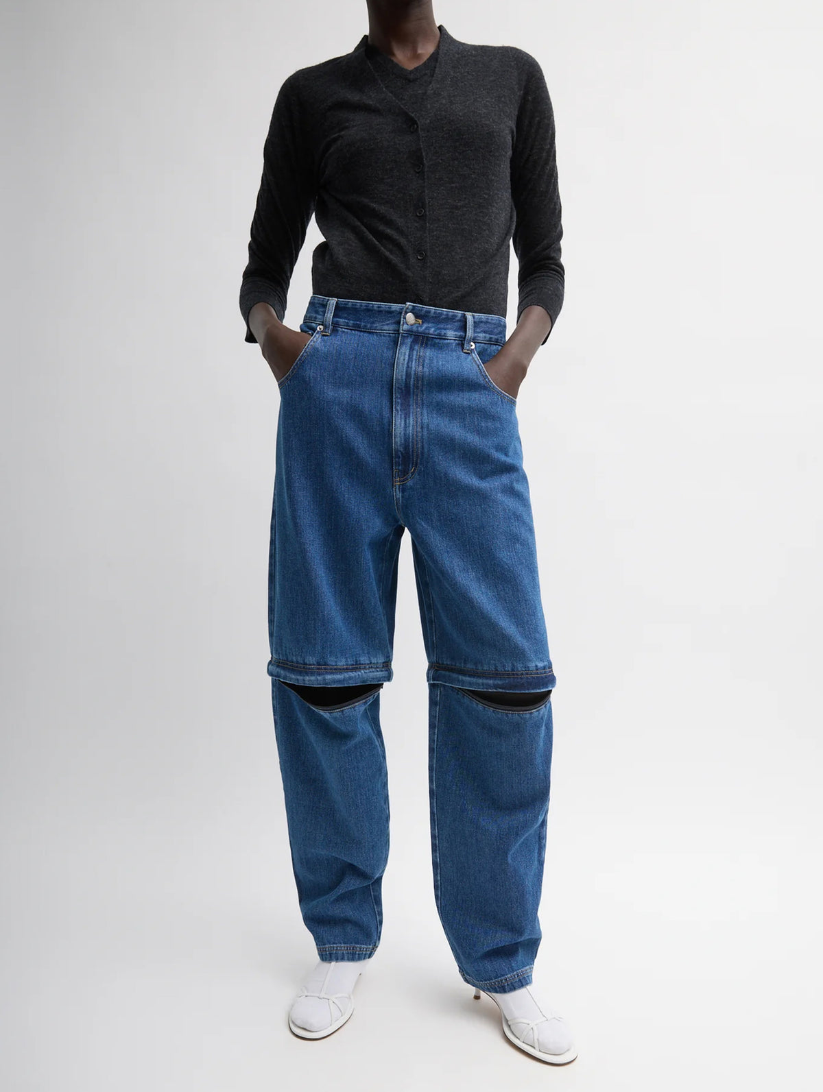 Lars Denim Short Convertible Zip Jean in Classic Blue