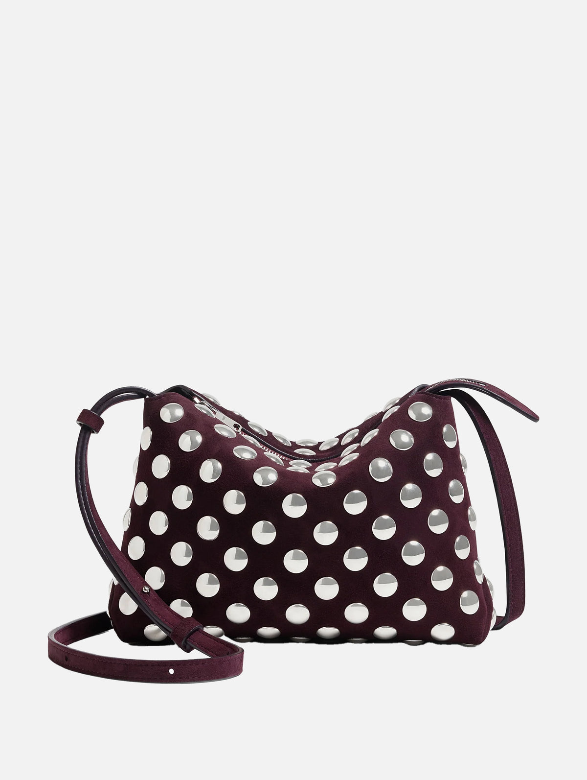 Lina Medium Crossbody Bag with Studs in Rouge Noir