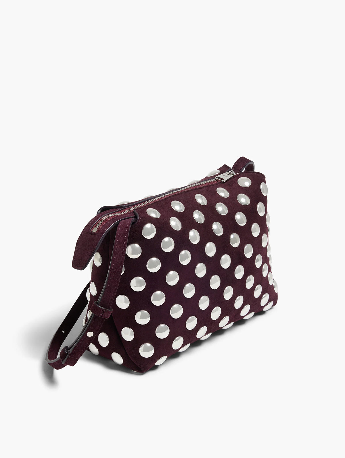 Lina Medium Crossbody Bag with Studs in Rouge Noir