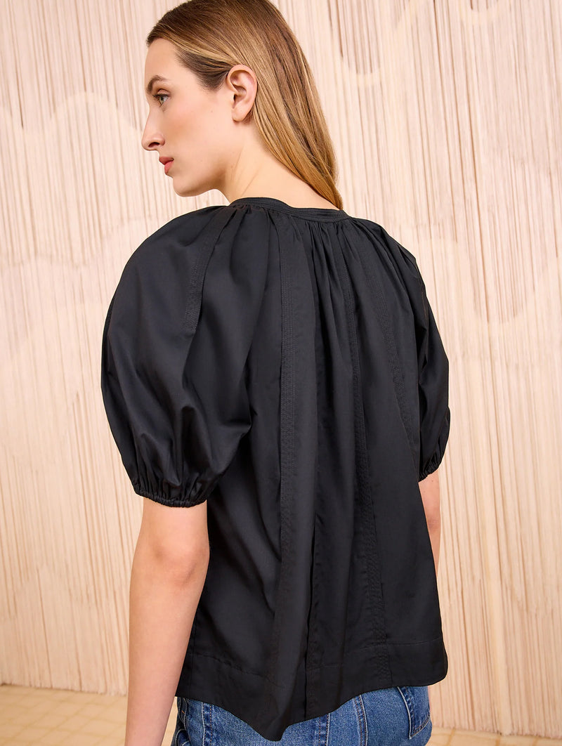 Loli Short Sleeve Blouse in Noir