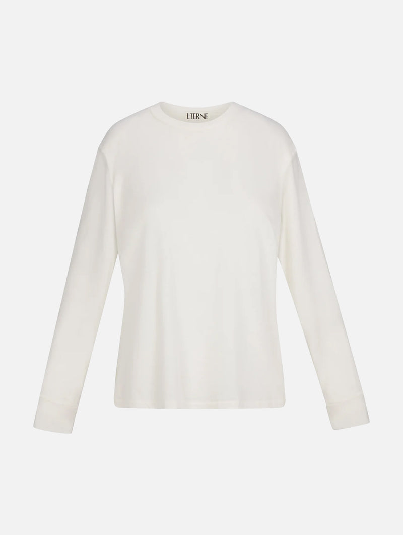 Long Sleeve Boyfriend T-Shirt in Ivory