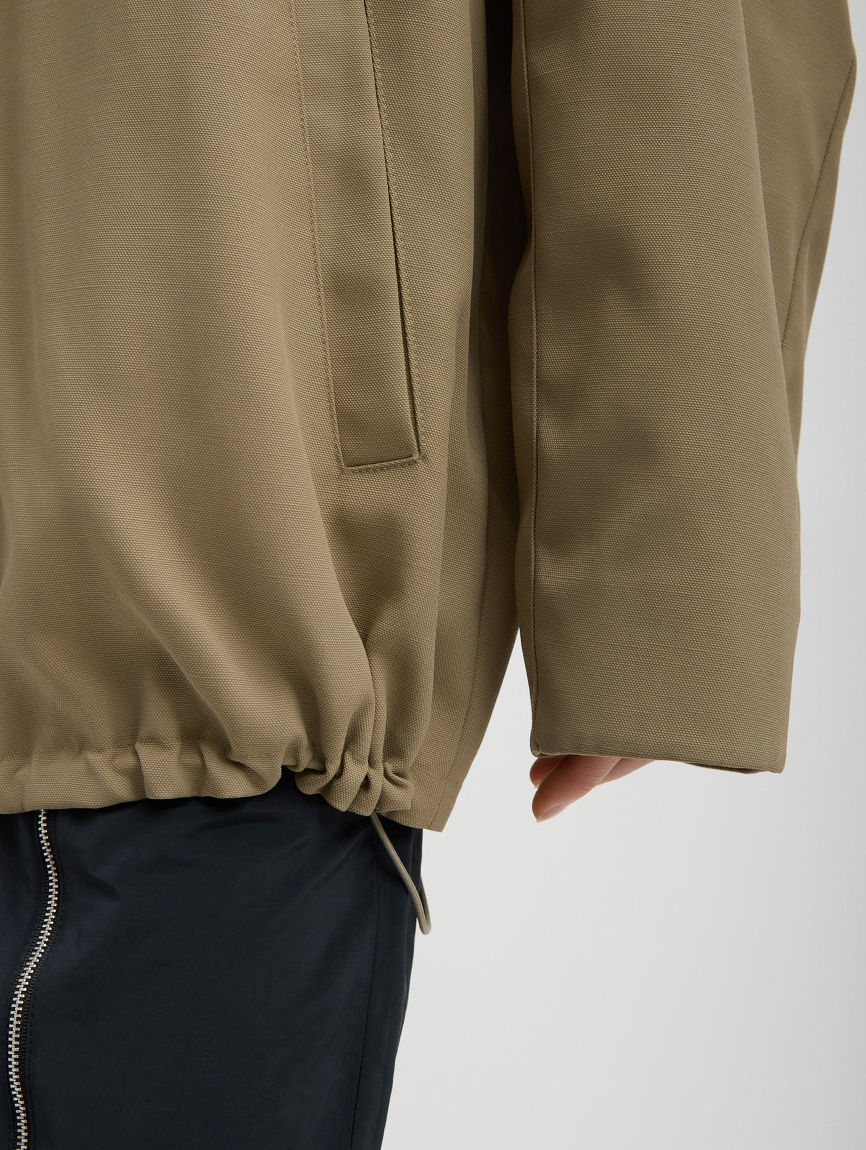 Lotte Nylon Carcoat With Removable Sherpa Collar in Khaki