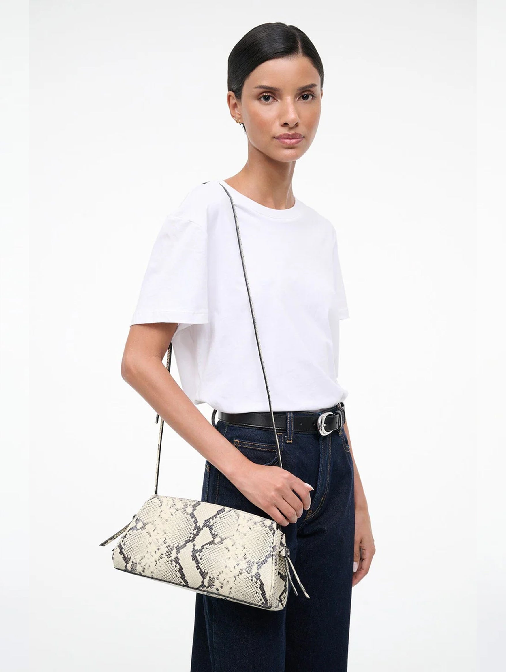 Maude Convertible Clutch in White Snake
