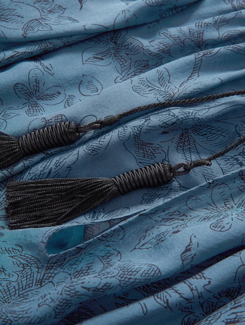 Maxime Silk Blouse in Blue Floral