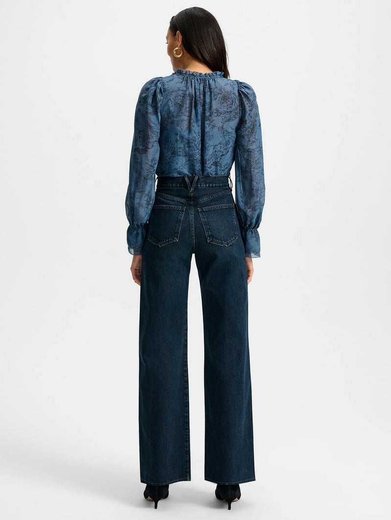 Maxime Silk Blouse in Blue Floral