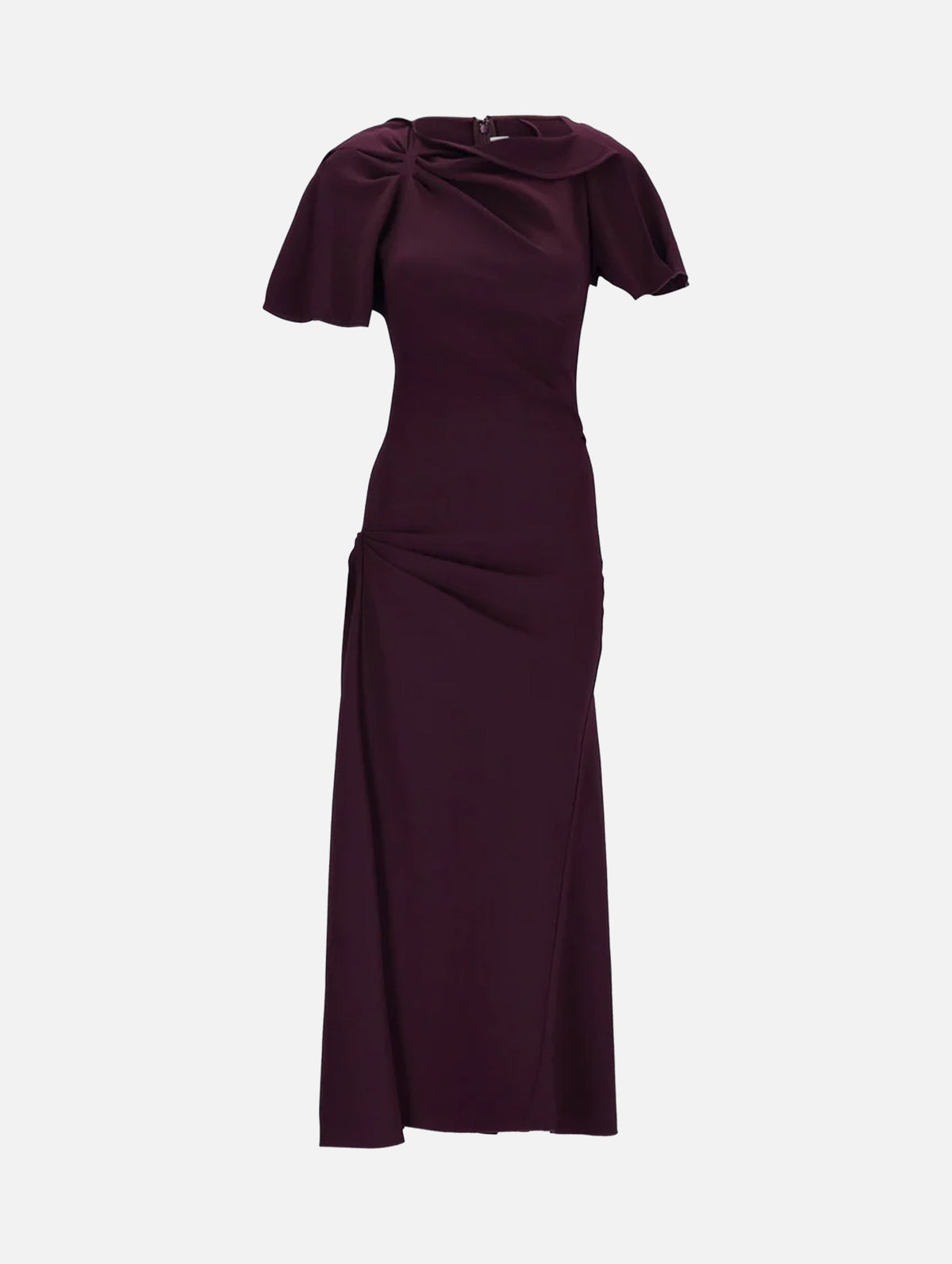 Draped Cap Sleeve Dress in Merlot
