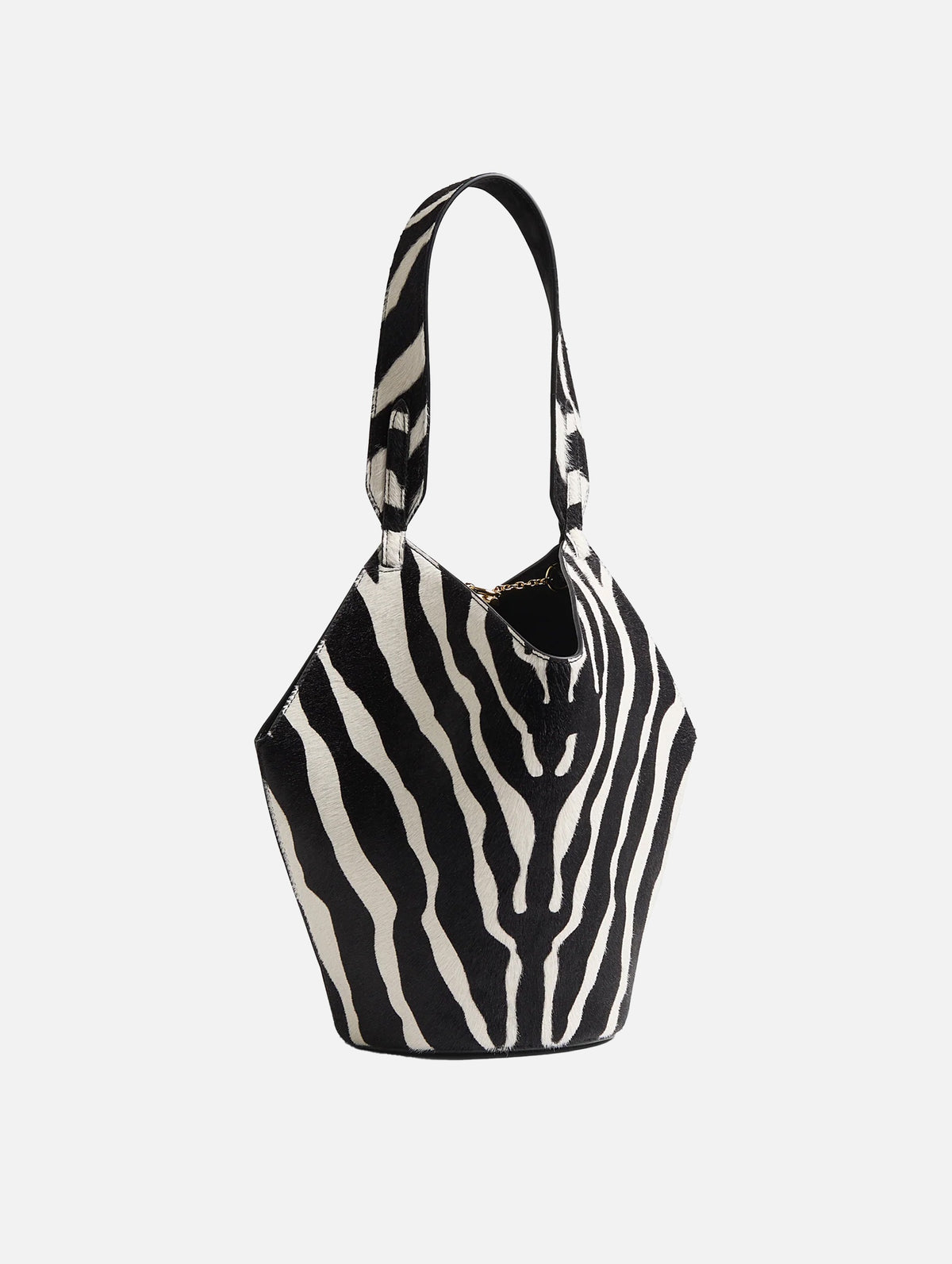 Lotus Mini Tote in Zebra Print Haircalf and Black Suede