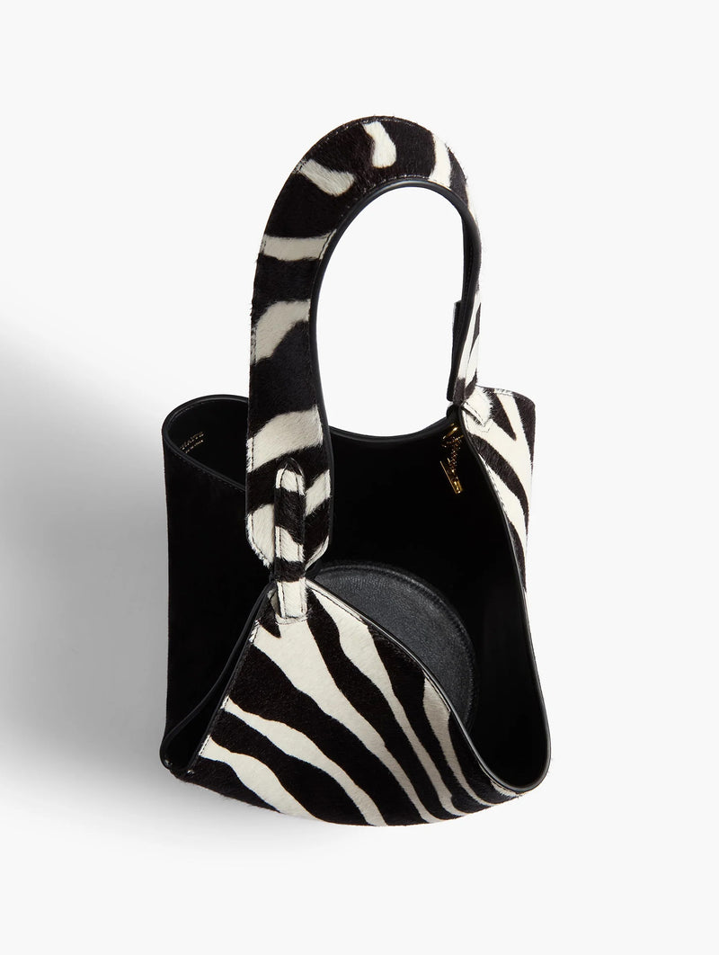 Lotus Mini Tote in Zebra Print Haircalf and Black Suede