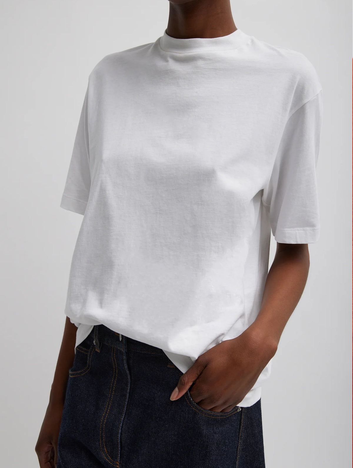 Program Mock Neck T Shirt in White