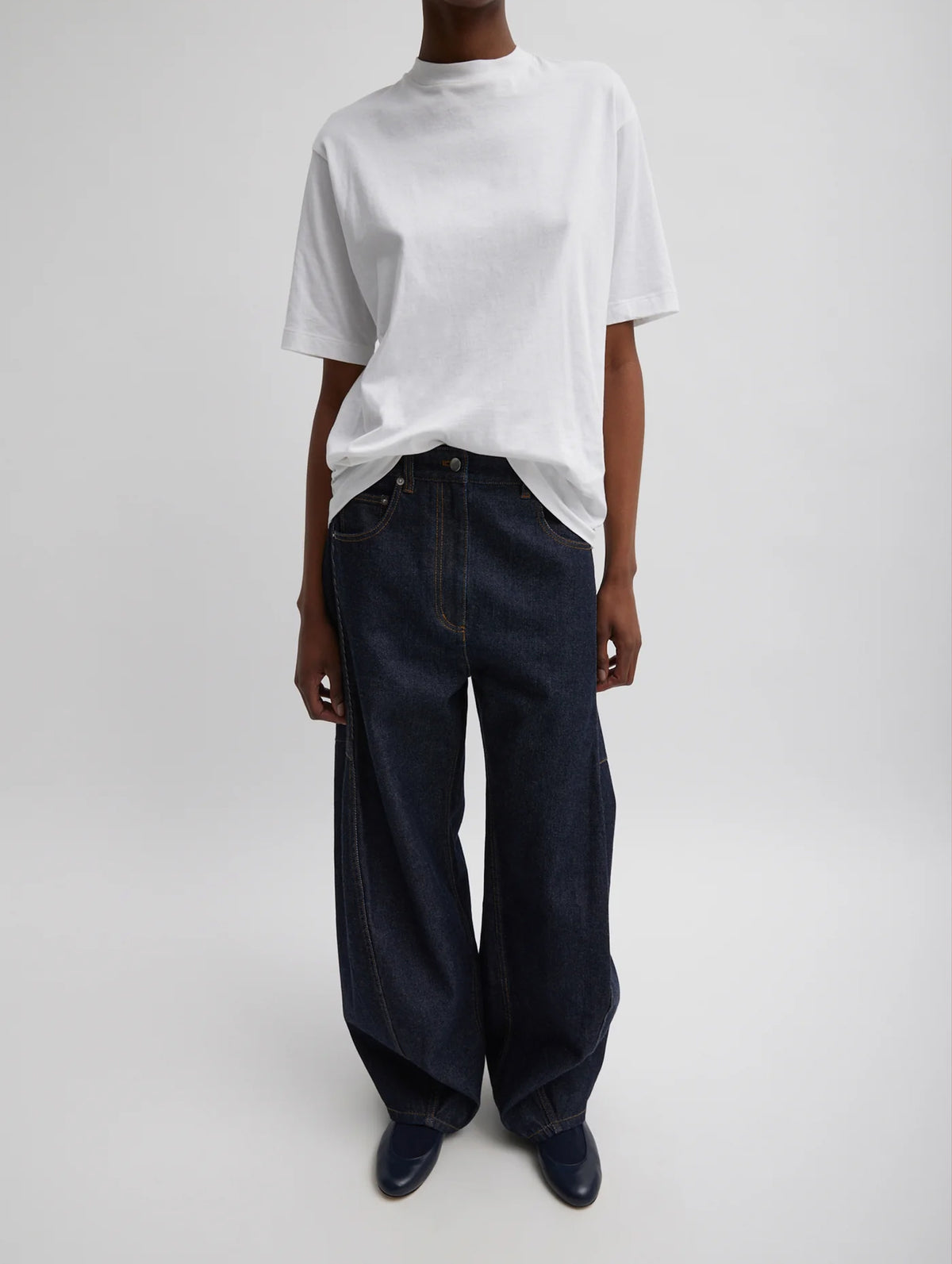 Program Mock Neck T Shirt in White