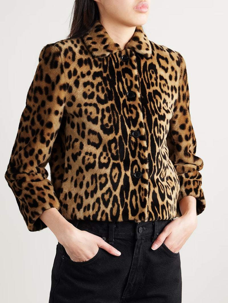 Montmartre Shearling Cropped Jacket in Leopard