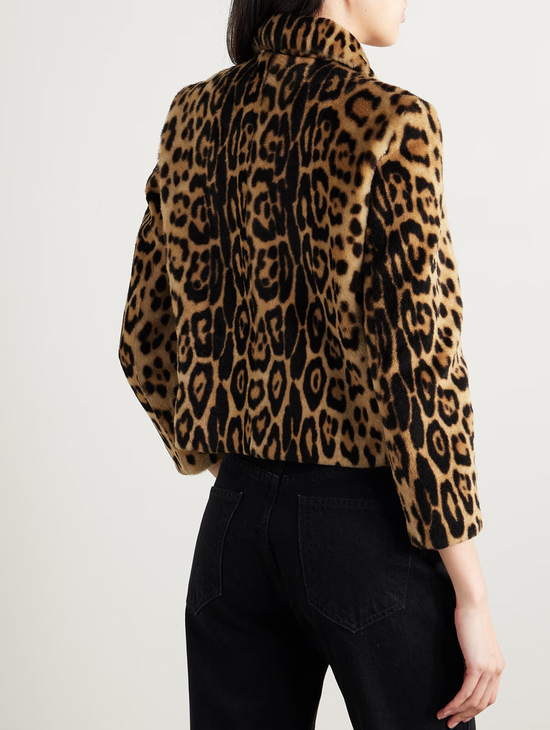 Montmartre Shearling Cropped Jacket in Leopard