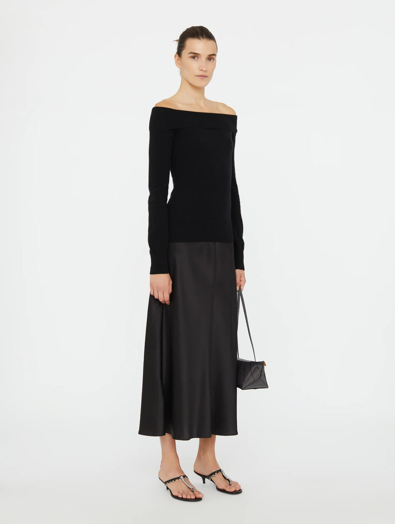 Shoulderless Cashmere Monument Dress in Black