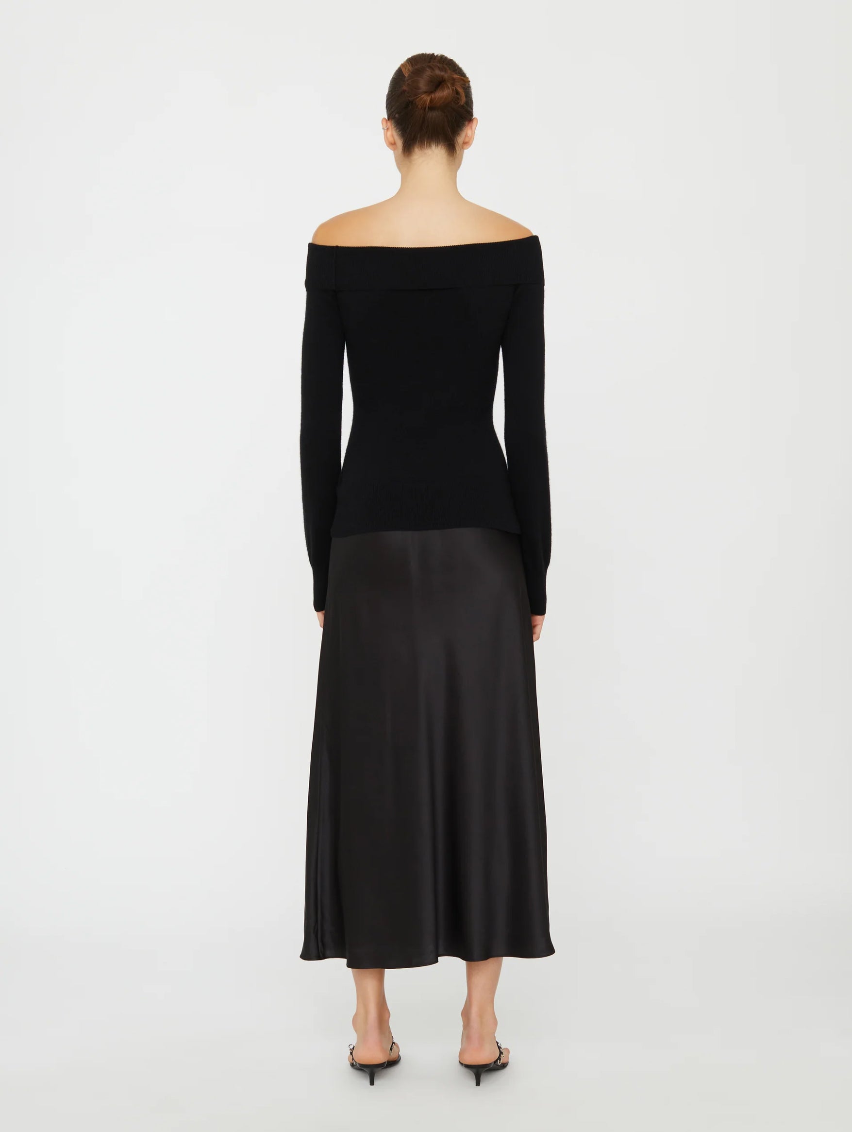 Shoulderless Cashmere Monument Dress in Black