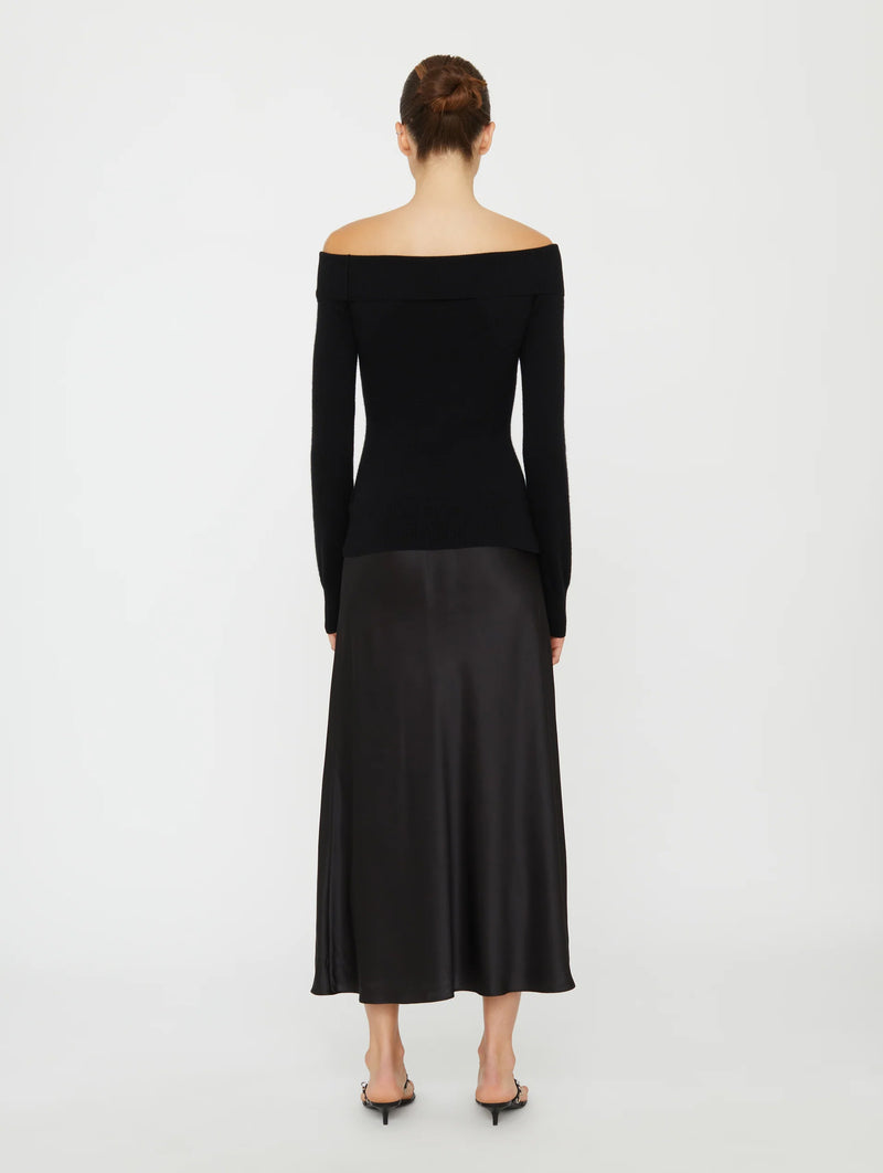 Shoulderless Cashmere Monument Dress in Black