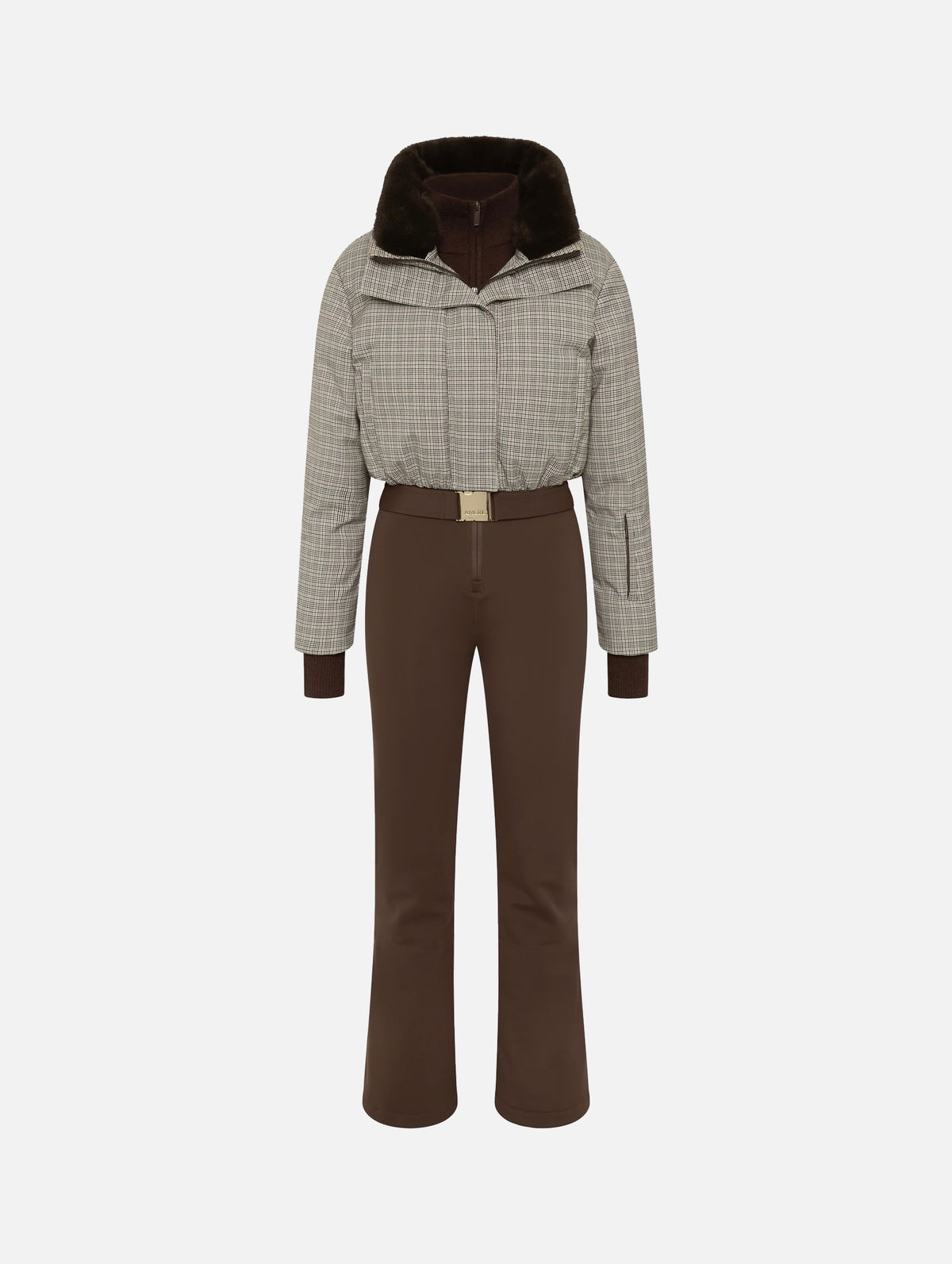 Sienna Ski Suit in Houndstooth and Brown