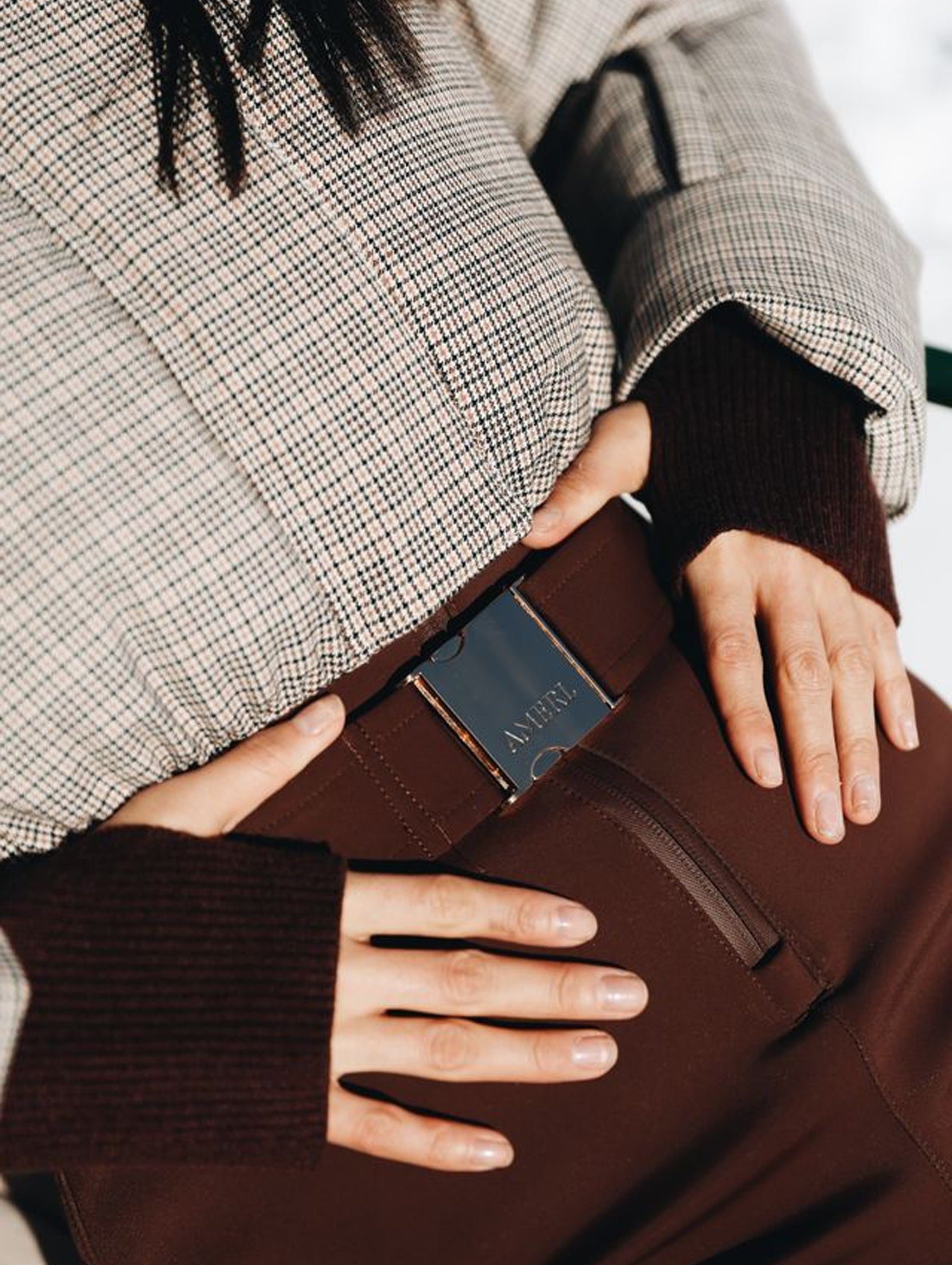 Sienna Ski Suit in Houndstooth and Brown