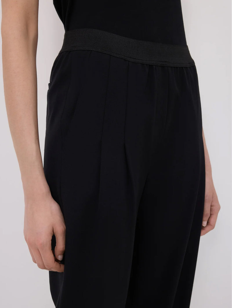 Niro Wool Elastic Waistband Pants in Black