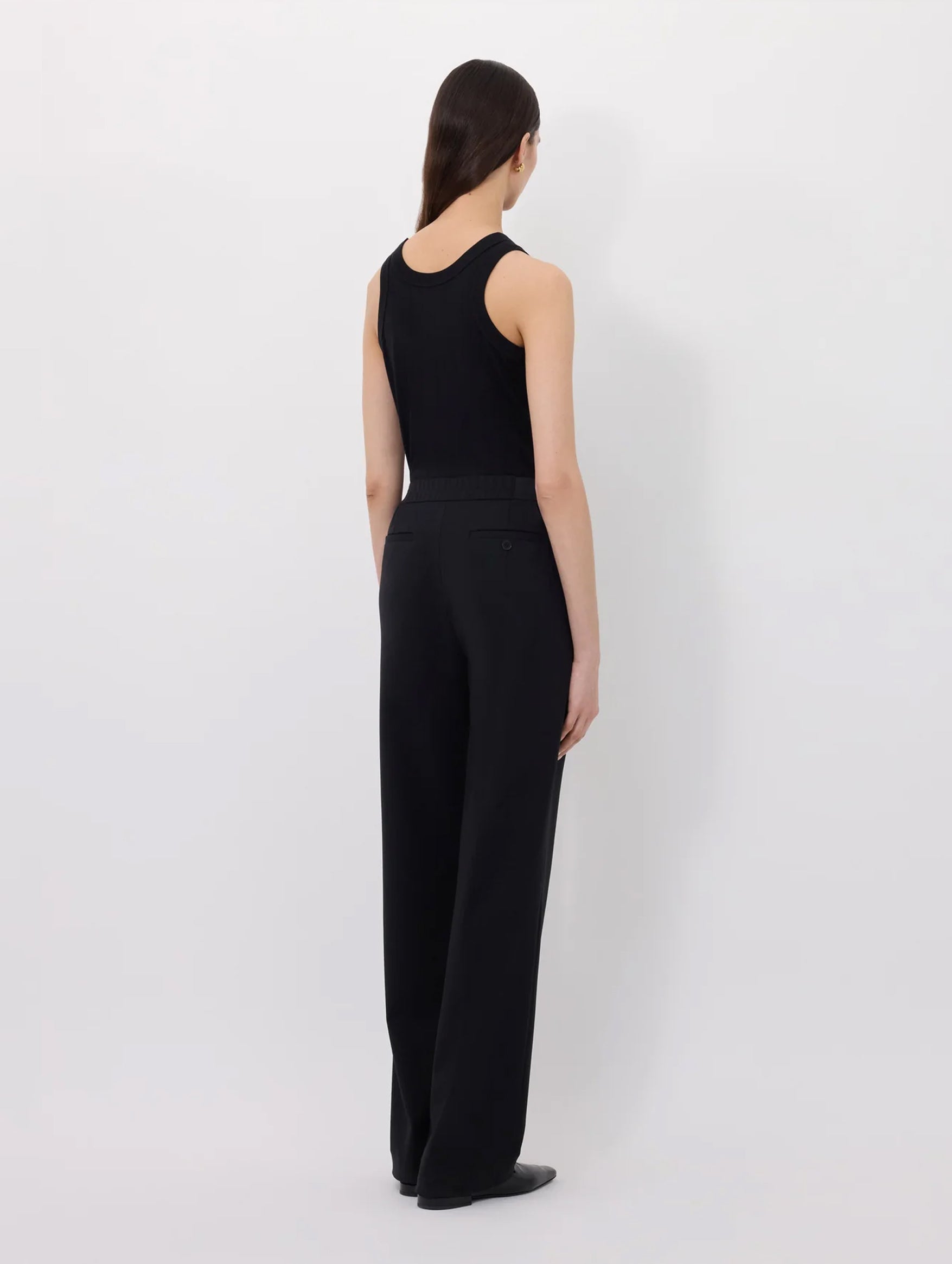 Niro Wool Elastic Waistband Pants in Black