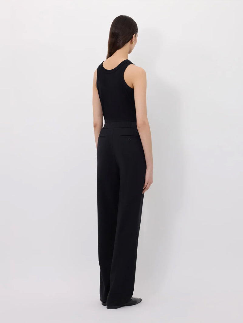 Niro Wool Elastic Waistband Pants in Black