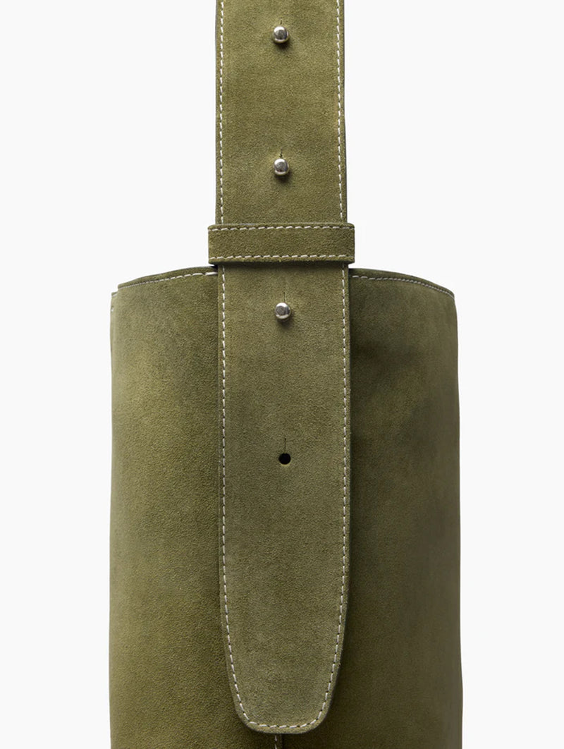 The Norma Tote in Moss Green Suede
