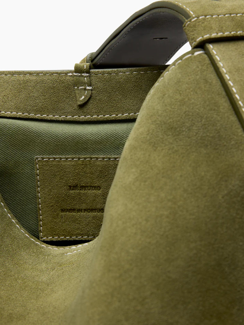 The Norma Tote in Moss Green Suede