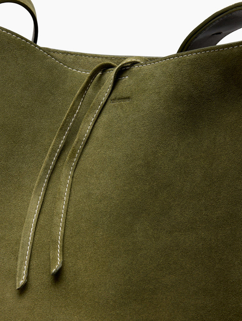 The Norma Tote in Moss Green Suede