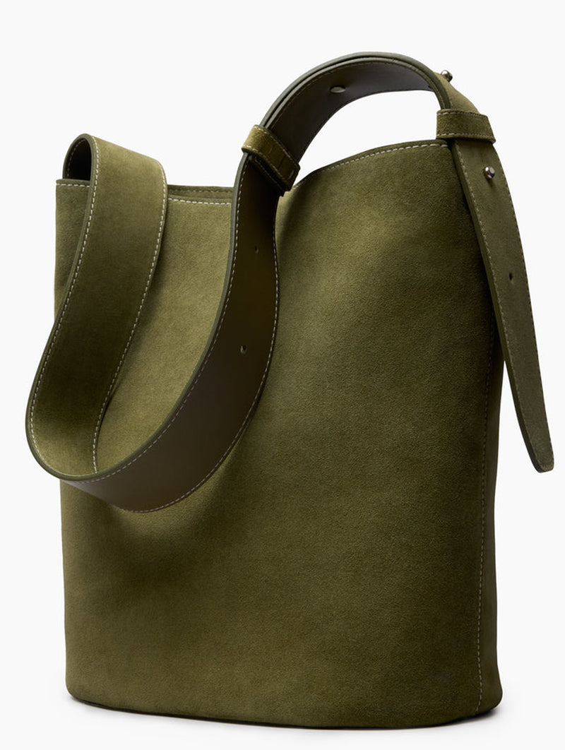 The Norma Tote in Moss Green Suede