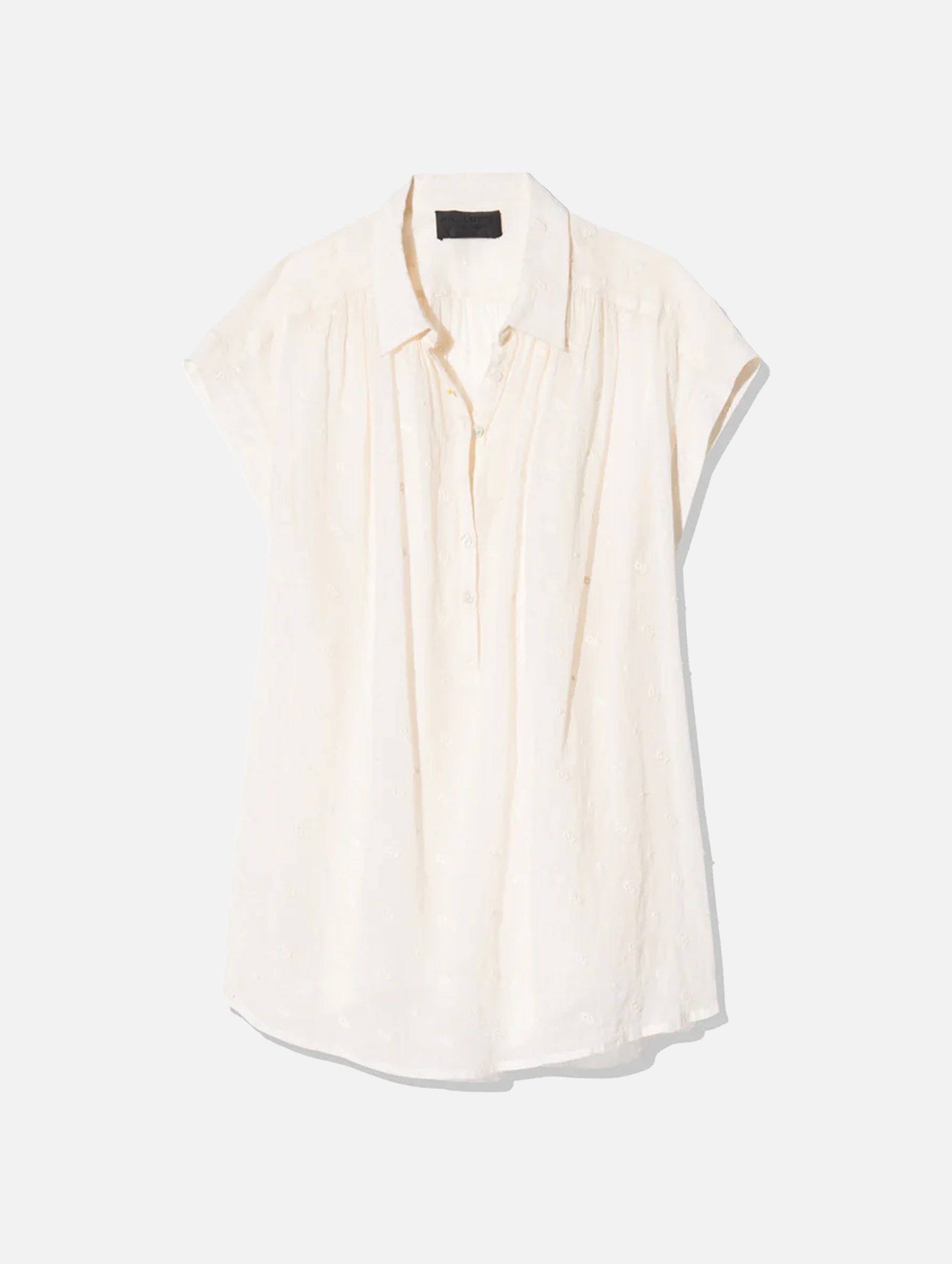 Normandy Embroidered Cotton Blouse in Ivory