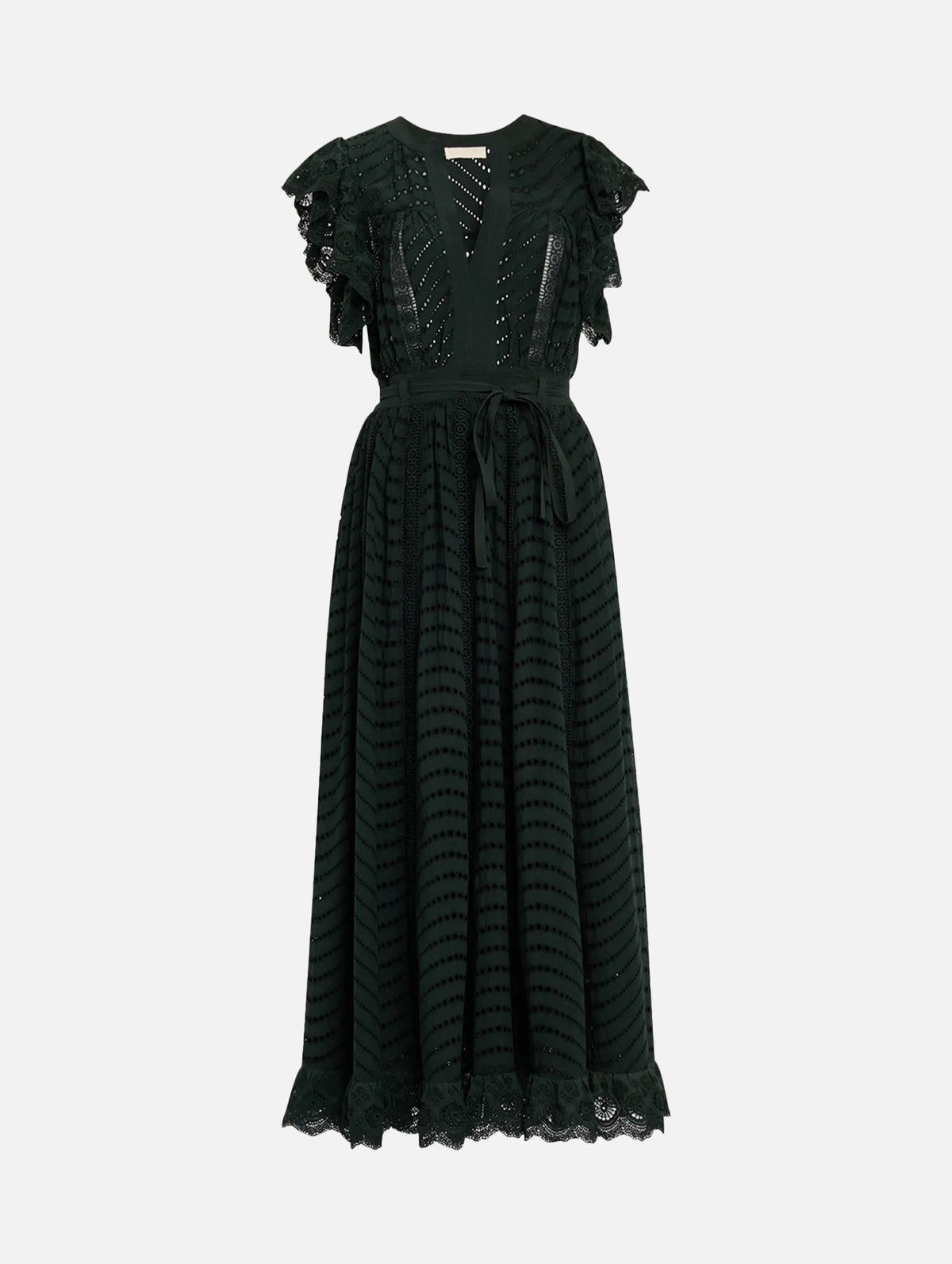 Olga Flutter Sleeve Midi Dress in Cypress