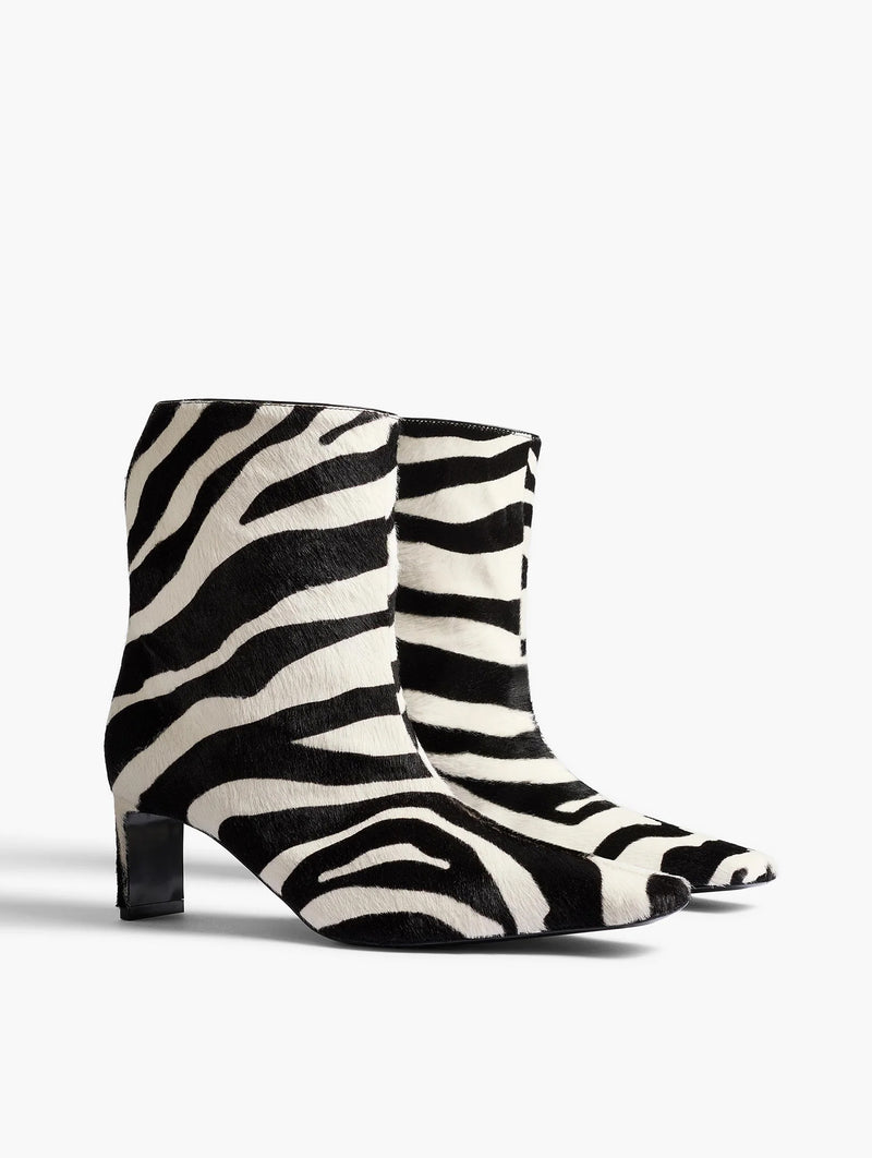 Ona Ankle Boot in Zebra Print Haircalf