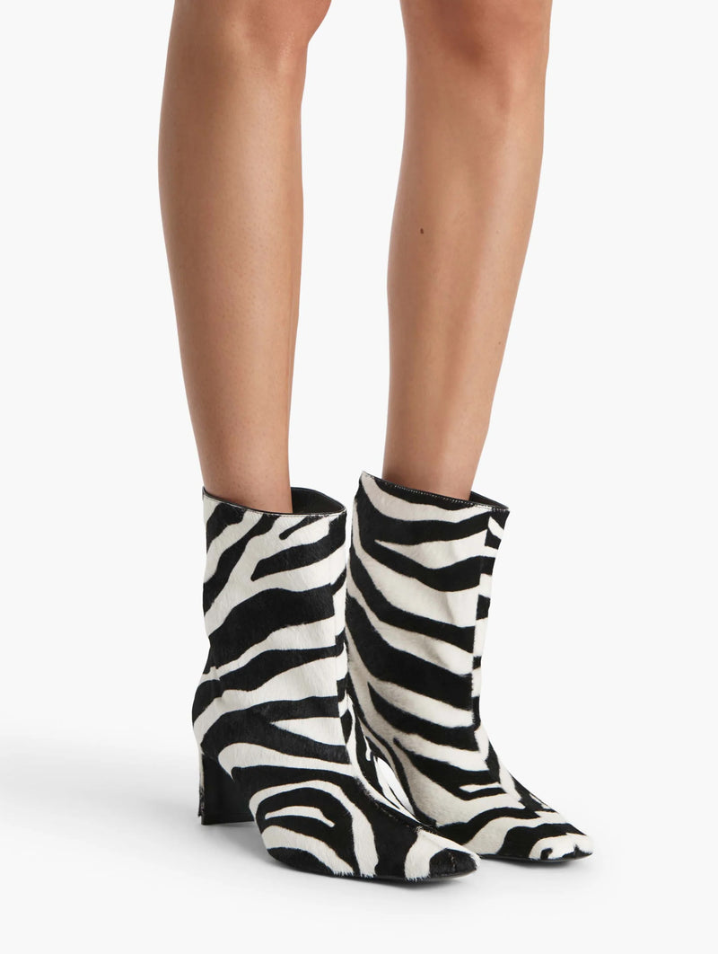 Ona Ankle Boot in Zebra Print Haircalf