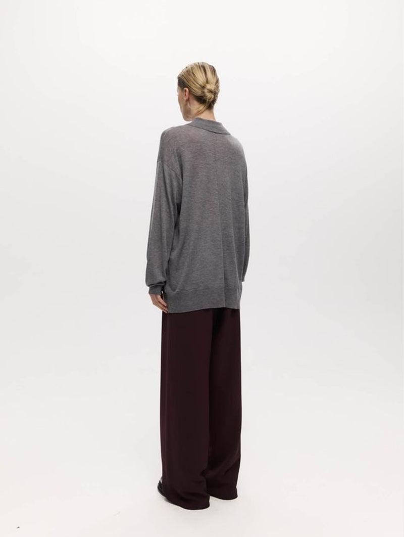 Orwell Knit Silk Wool Polo in Grey