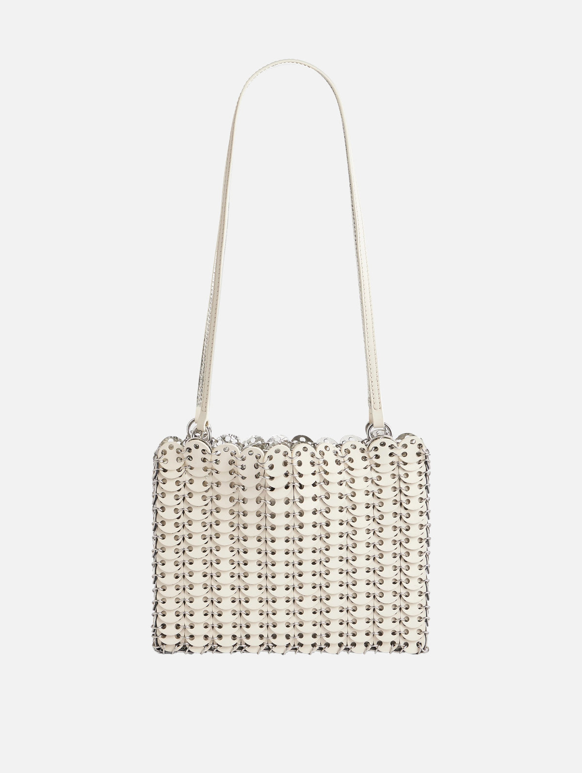 1969 Reversible Leather Flip Bag in Silver and Ivory