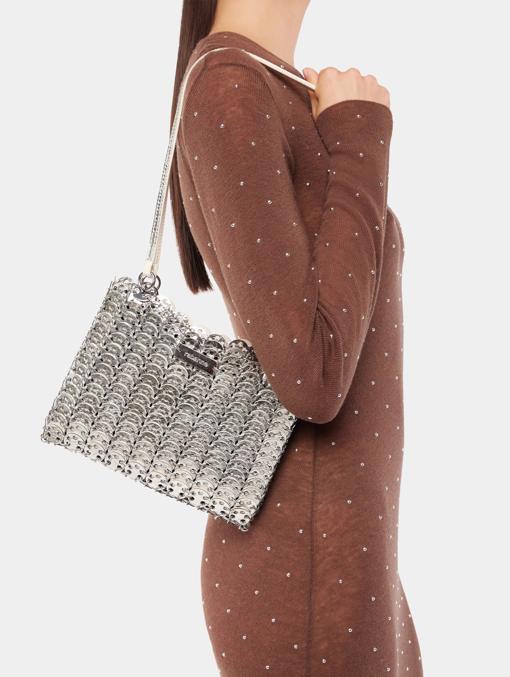 1969 Reversible Leather Flip Bag in Silver and Ivory