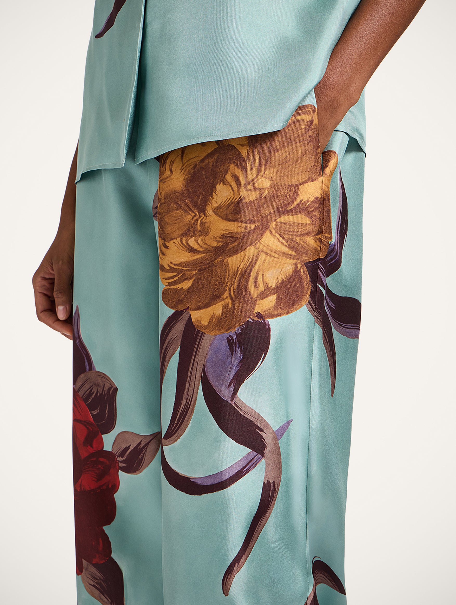 Palazzo Silk Pant in Peony Placée