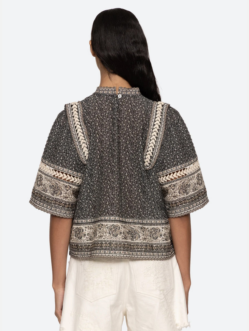 Palma Print Top in Black