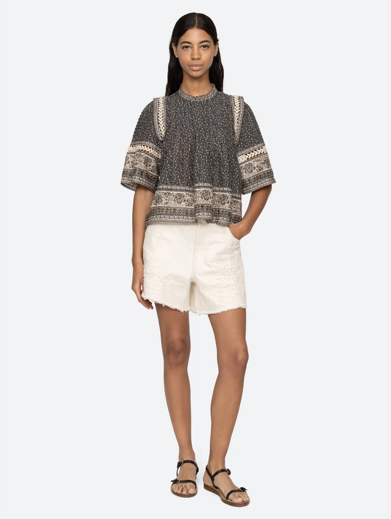 Palma Print Top in Black