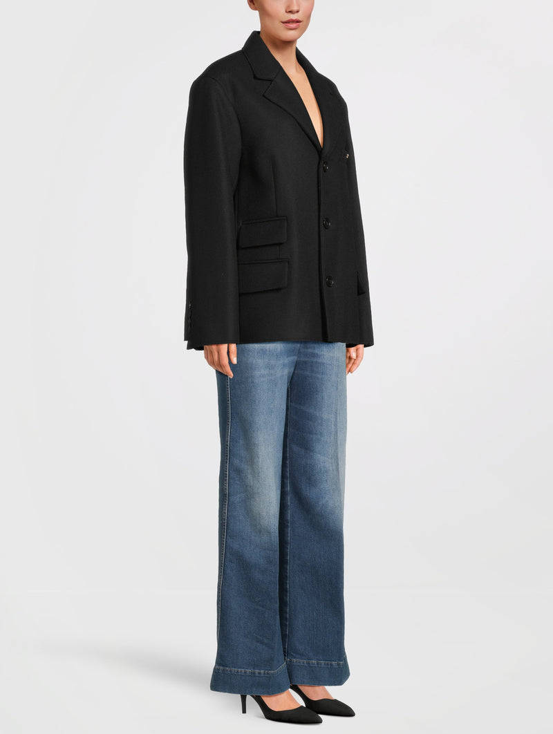 Tailored Pea Coat in Black