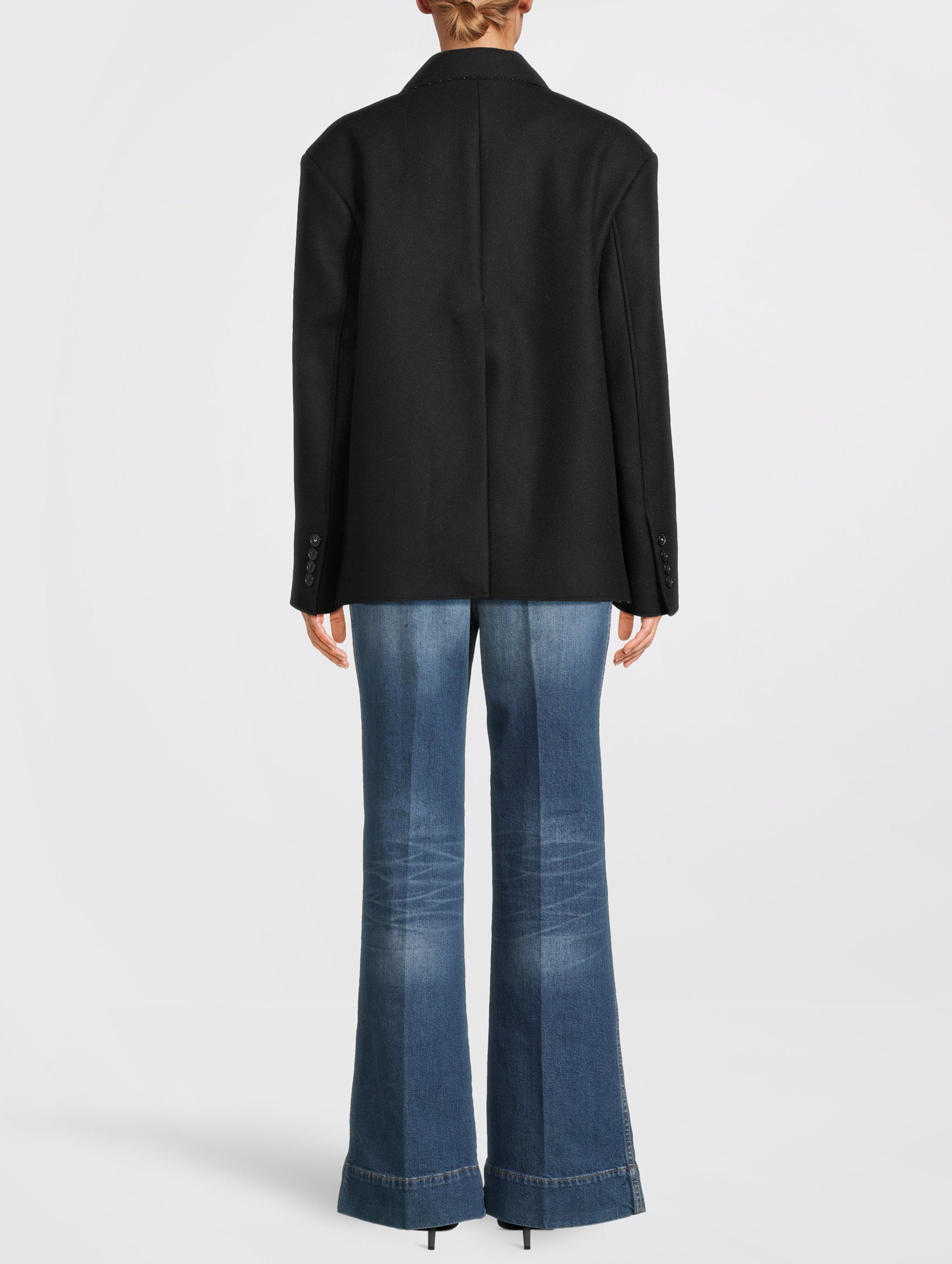 Tailored Pea Coat in Black