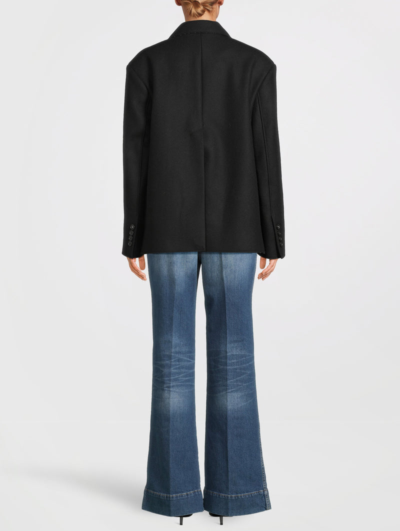 Tailored Pea Coat in Black