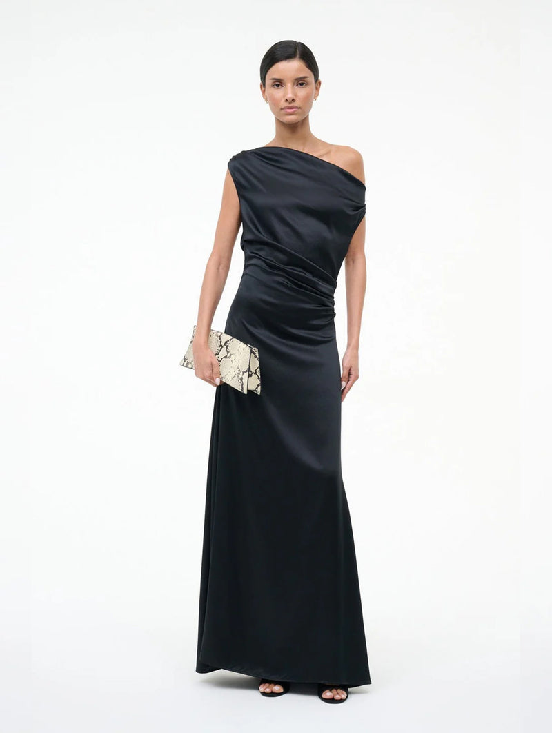 Phare Silk Maxi Dress in Black