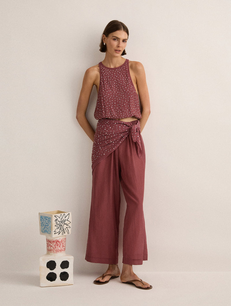 Crystal Embelished Top in Plum