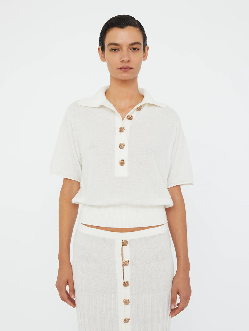 Sundial Shell Knit Polo in White